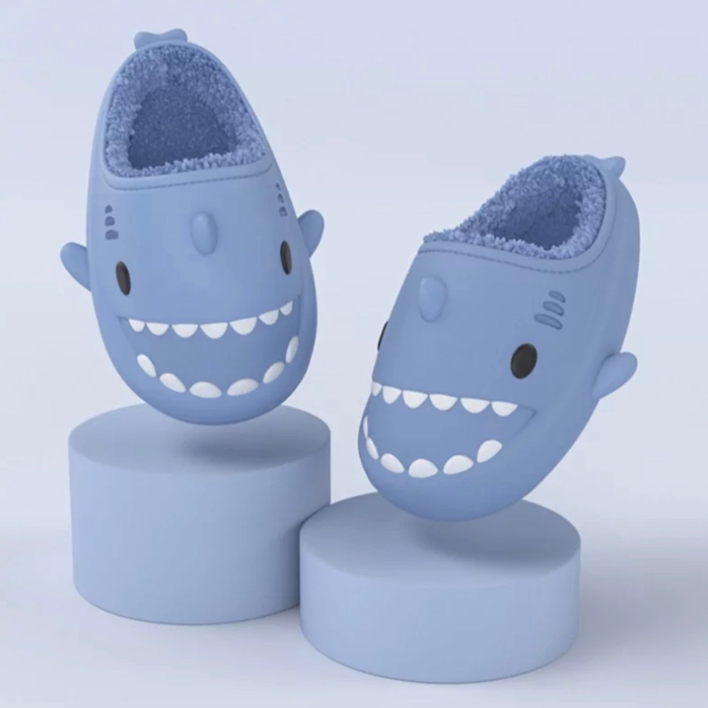 Light Blue children's  Winter Warm Shark Slippers